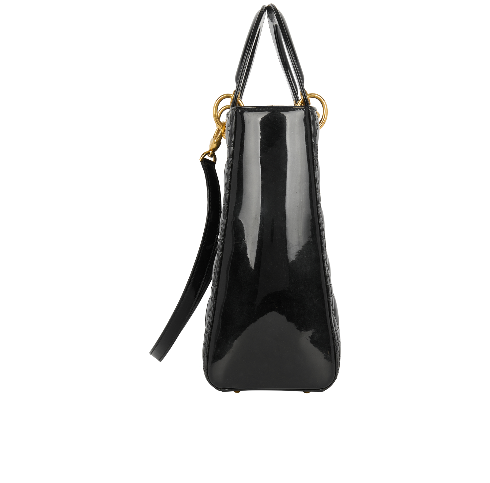 Large Lady Dior, &pound;1,250, Handbags, Black, Patent Leather, Side view